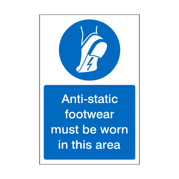 Anti-Static Footwear Must Be Worn In This Area Sticker | Safety-Label.co.uk