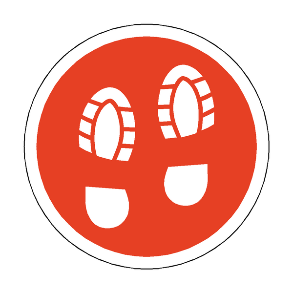 Social Distance Foot Print Floor Sticker - Red | Safety-Label.co.uk