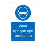 Wear Opaque Eye Protection Sticker | Safety-Label.co.uk