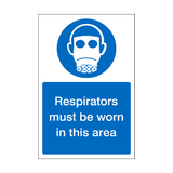 Respirators Must Be Worn In This Area Sticker | Safety-Label.co.uk