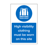 High Visibility Clothing Must Be Worn On This Site Sticker | Safety-Label.co.uk