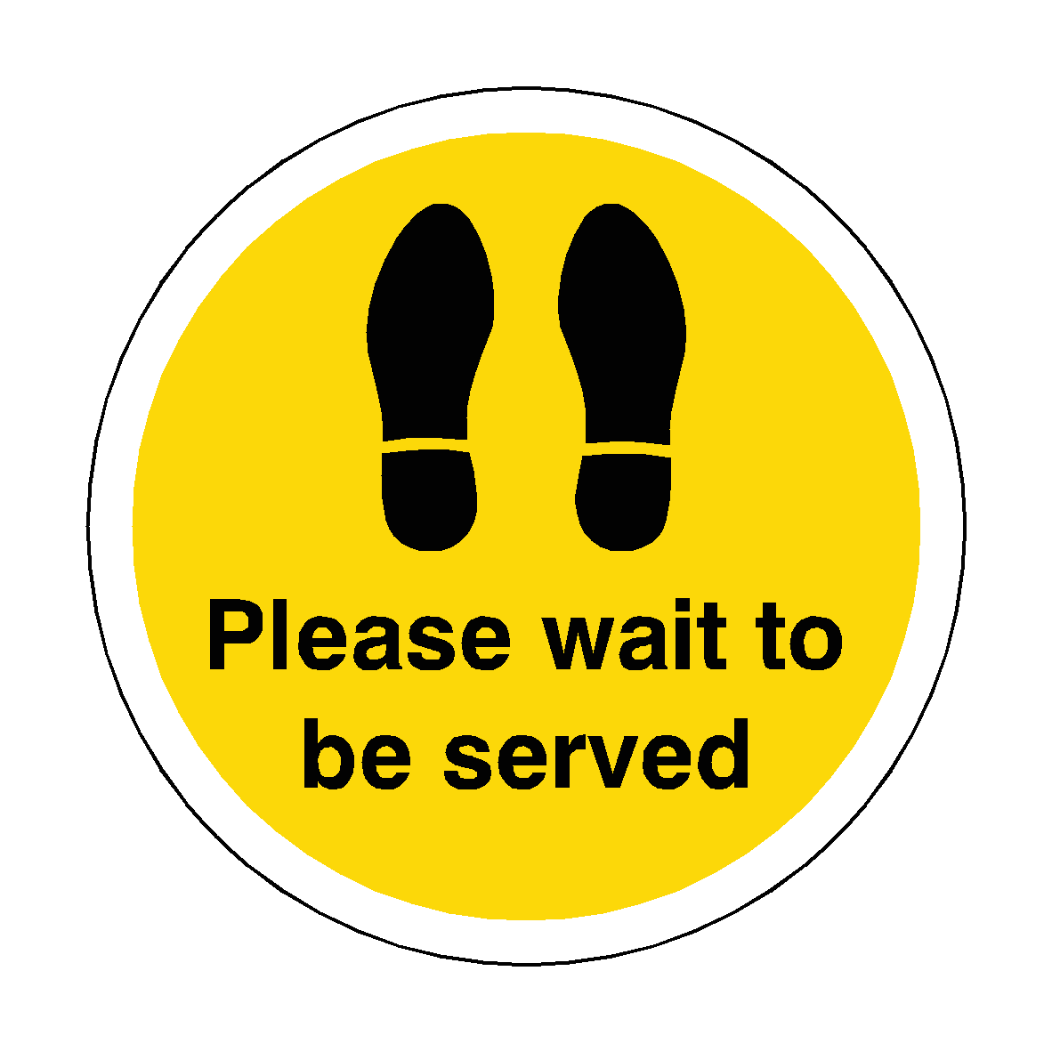 Please Wait To Be Served Floor Sticker - Yellow | Safety-Label.co.uk