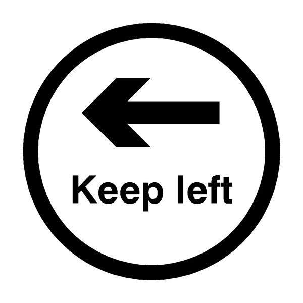 Keep Left Floor Sticker - Black | Safety-Label.co.uk