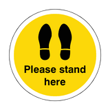 Please Stand Here Floor Sticker - Yellow | Safety-Label.co.uk