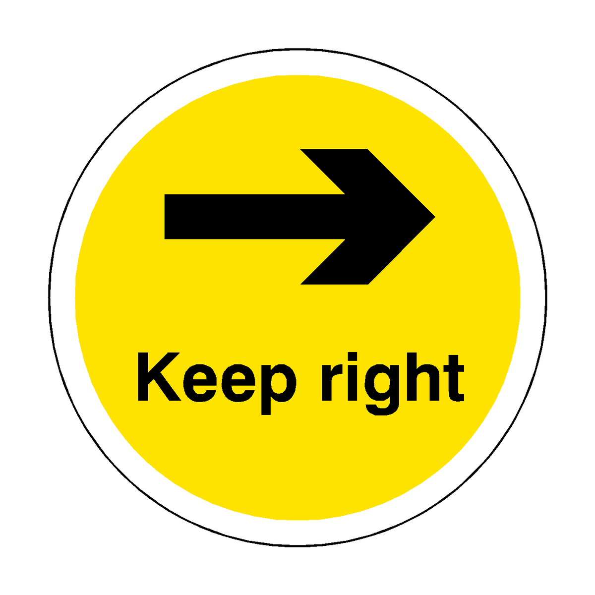 Please Keep Rigth Sticker Keep Right Floor Sticker - Yellow | Safety-Label.co.uk