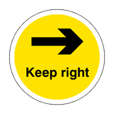 Keep Right Floor Sticker - Yellow | Safety-Label.co.uk