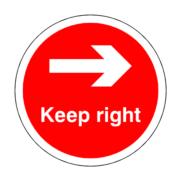 Keep Right Floor Sticker - Red | Safety-Label.co.uk