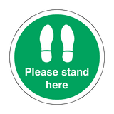 Please Stand Here Floor Sticker - Green | Safety-Label.co.uk