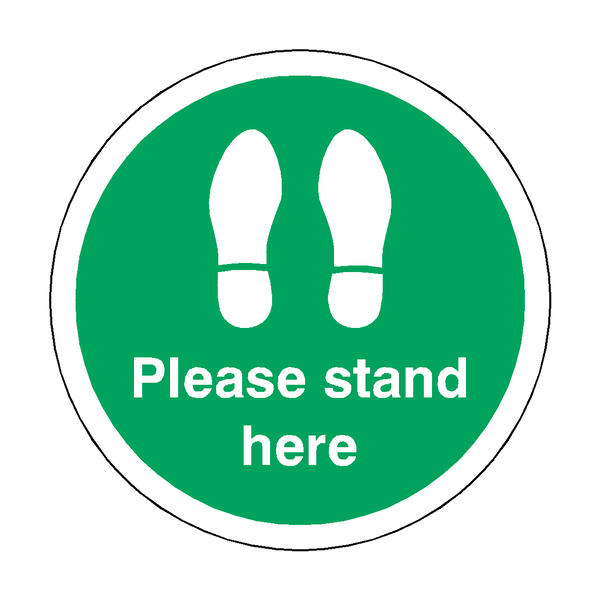 Please Stand Here Floor Sticker - Green | Safety-Label.co.uk