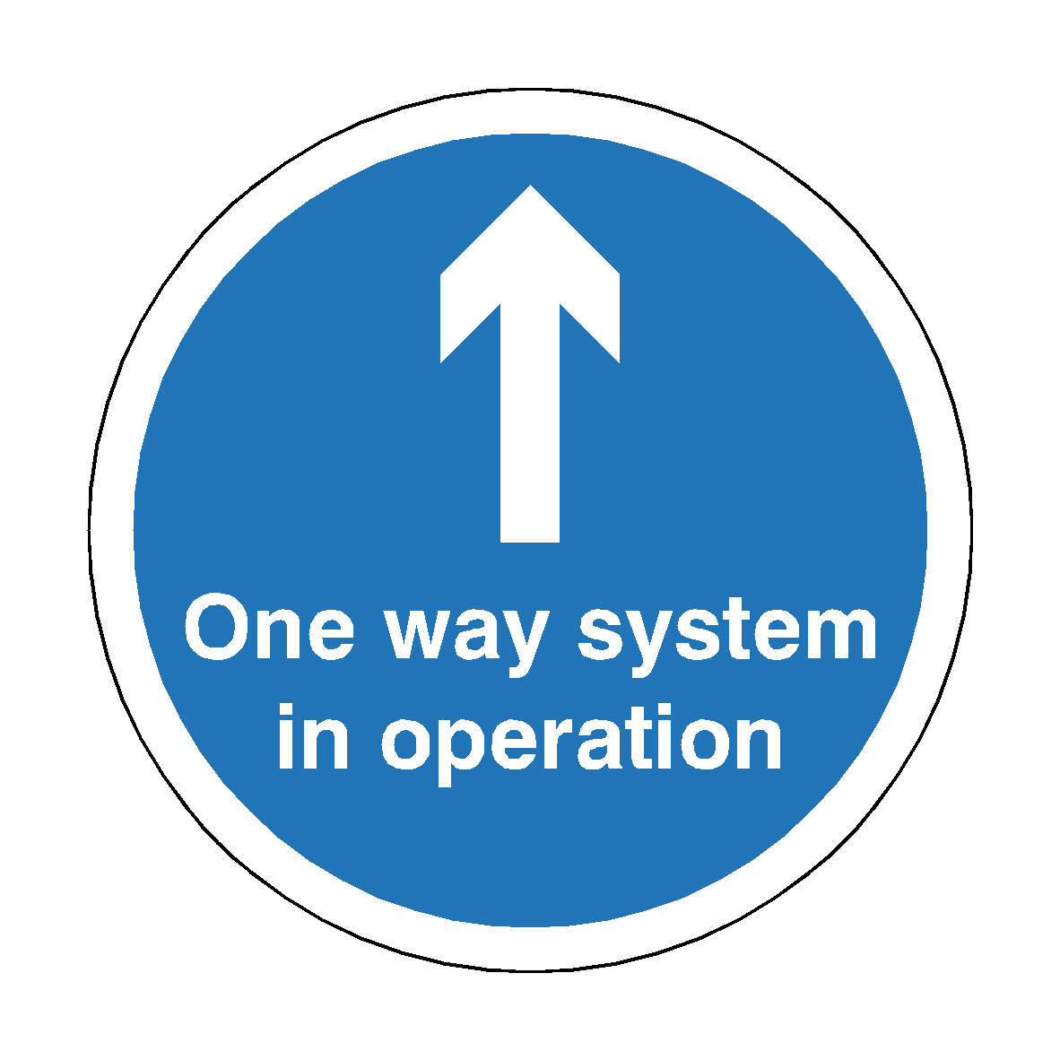 One Way System In Operation Floor Sticker - Blue | Safety-Label.co.uk