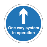 One Way System In Operation Floor Sticker - Blue | Safety-Label.co.uk