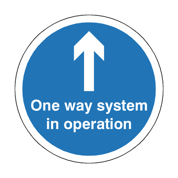 One Way System In Operation Floor Sticker - Blue | Safety-Label.co.uk