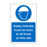 Safety Helmets Must Be Worn On This Site Sticker | Safety-Label.co.uk