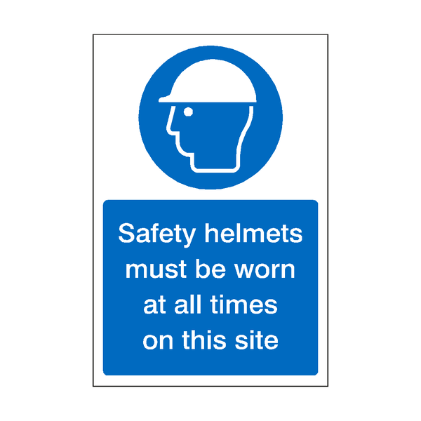 Safety Helmets Must Be Worn On This Site Sticker | Safety-Label.co.uk