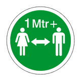 1 Metre Plus Gap Floor Sticker - Green | Safety-Label.co.uk