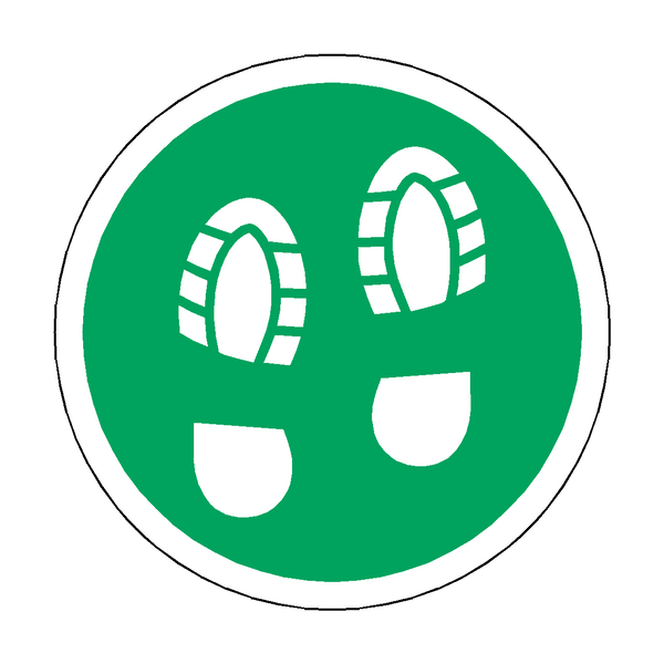 Social Distance Foot Print Floor Sticker - Green | Safety-Label.co.uk