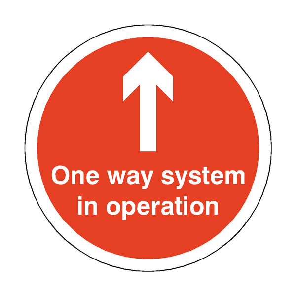 One Way System In Operation Floor Sticker - Red | Safety-Label.co.uk