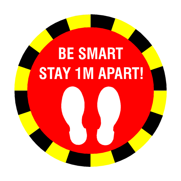Stay 1 Metre Apart Floor Sticker - Red | Safety-Label.co.uk