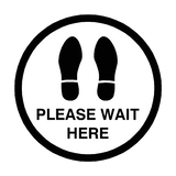 Please Wait Here Floor Sticker - Black | Safety-Label.co.uk