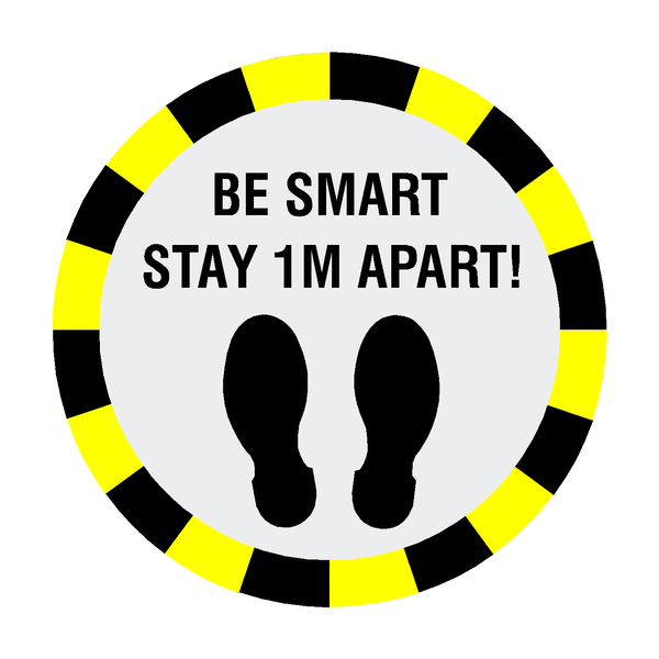 Stay 1 Metre Apart Floor Sticker - Black | Safety-Label.co.uk