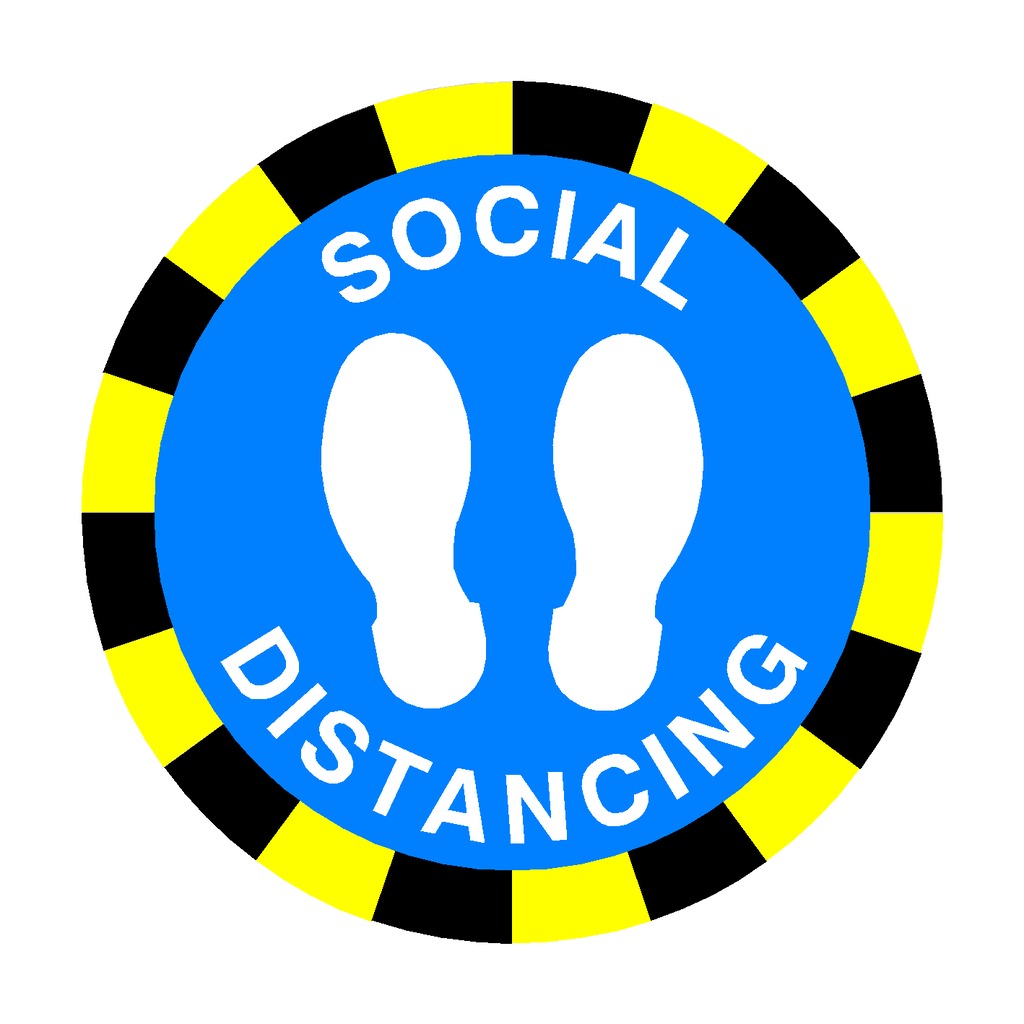 Social Distancing Floor Sticker - Blue | Safety-Label.co.uk