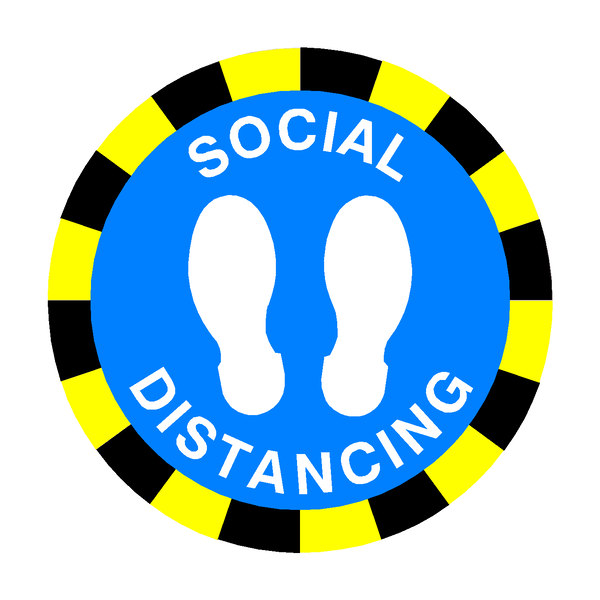 Social Distancing Floor Sticker - Blue | Safety-Label.co.uk