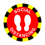 Social Distancing Floor Sticker - Red | Safety-Label.co.uk