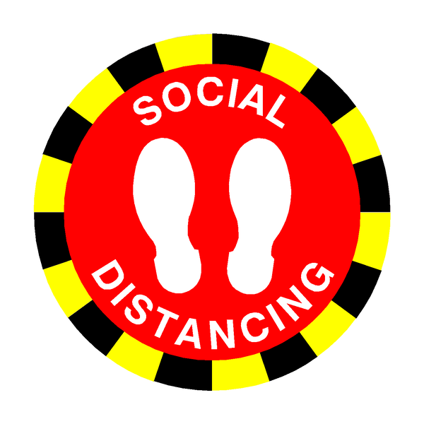 Social Distancing Floor Sticker - Red | Safety-Label.co.uk