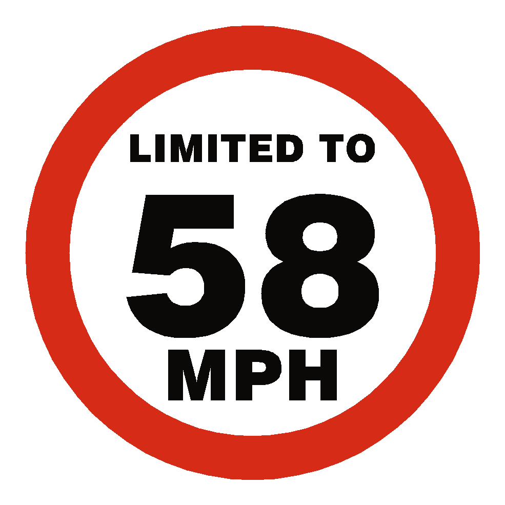 58 Mph Speed Limit Sticker | Safety-Label.co.uk