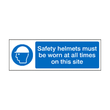 Safety Helmets Must Be Worn On This Site Label | Safety-Label.co.uk