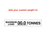 Max Load Label Tonnes White Custom Weight | Safety-Label.co.uk