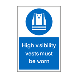 High Visibility Vests Must Be Worn Sticker | Safety-Label.co.uk