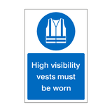 High Visibility Vests Must Be Worn Sticker | Safety-Label.co.uk