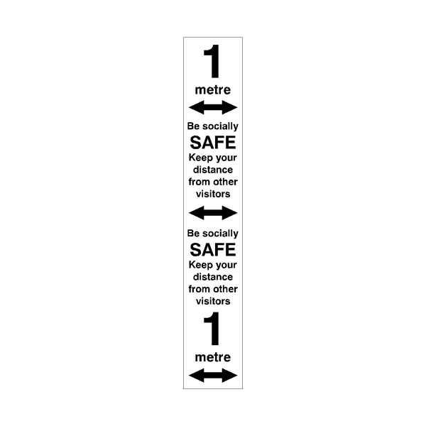 1 Metre Distance Floor Marking Strip - White | Safety-Label.co.uk