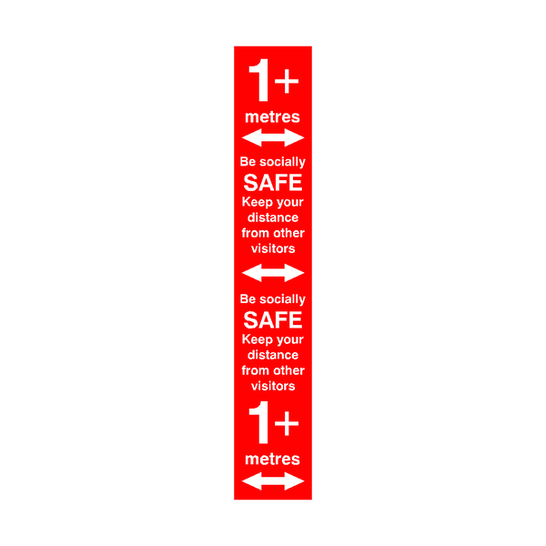 1 Metre Plus Distance Floor Marking Strip - Red | Safety-Label.co.uk