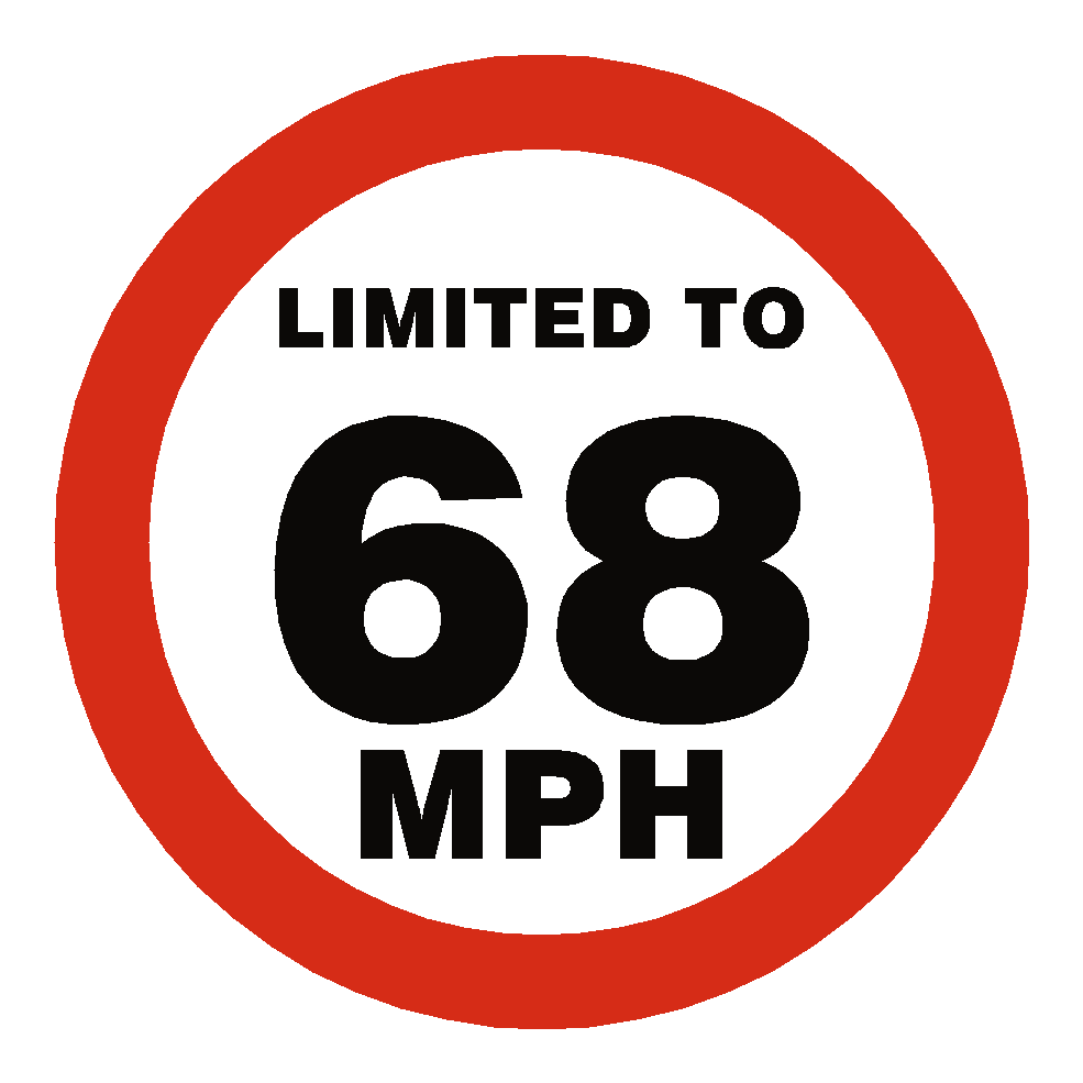 68 Mph Speed Limit Sticker | Safety-Label.co.uk