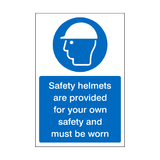 Safety Helmets Provided Safety Sticker | Safety-Label.co.uk