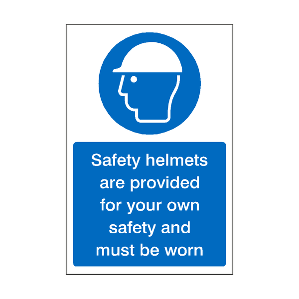 Safety Helmets Provided Safety Sticker | Safety-Label.co.uk