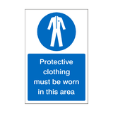 Protective Clothing Must Be Worn In This Area Sticker | Safety-Label.co.uk