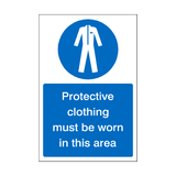 Protective Clothing Must Be Worn In This Area Sticker | Safety-Label.co.uk