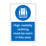 High Visibility Clothing Must Be Worn In This Area Sticker | Safety-Label.co.uk