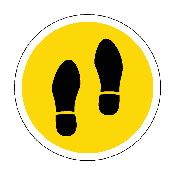 Social Distancing Footprint Floor Sticker - Yellow | Safety-Label.co.uk