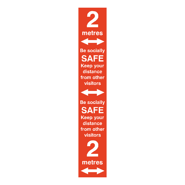 2 Metre Distance Floor Marking Strip - Red | Safety-Label.co.uk