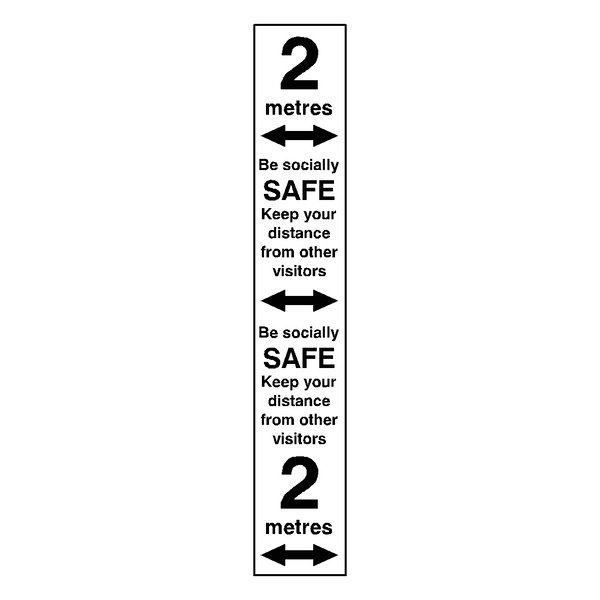 2 Metre Distance Floor Marking Strip - Black | Safety-Label.co.uk