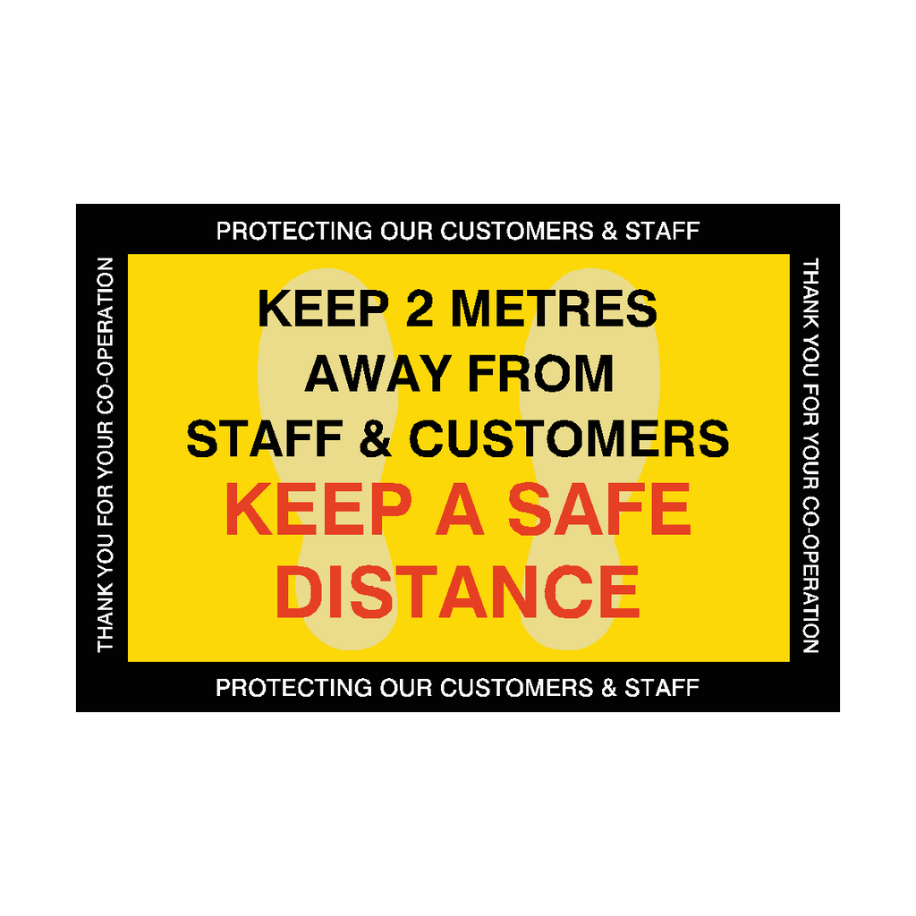 Keep 2 Metres Away Floor Vinyl Sticker | Safety-Label.co.uk