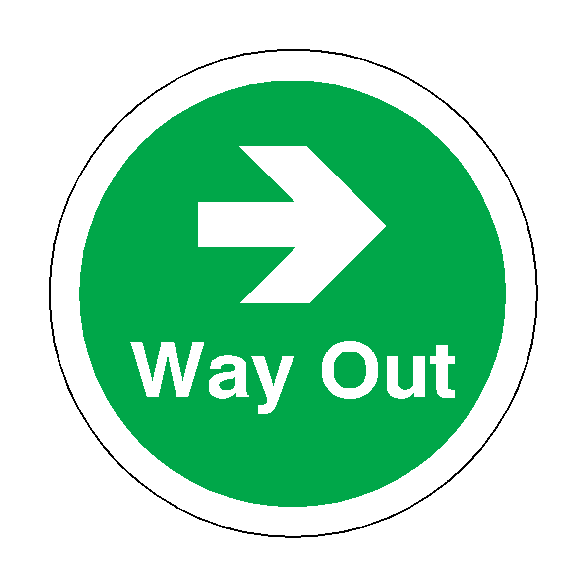 VSafety Way Out Cartello Direzionale Freccia Su, Adesivo In Vinile 300x150 Mm, Conforme EN ISO 7010 - 3