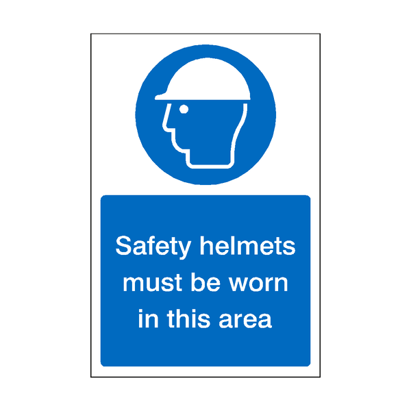 Safety Helmets Must Be Worn In This Area Sticker | Safety-Label.co.uk
