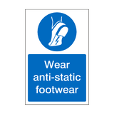 Wear Anti-Static Footwear Sticker | Safety-Label.co.uk