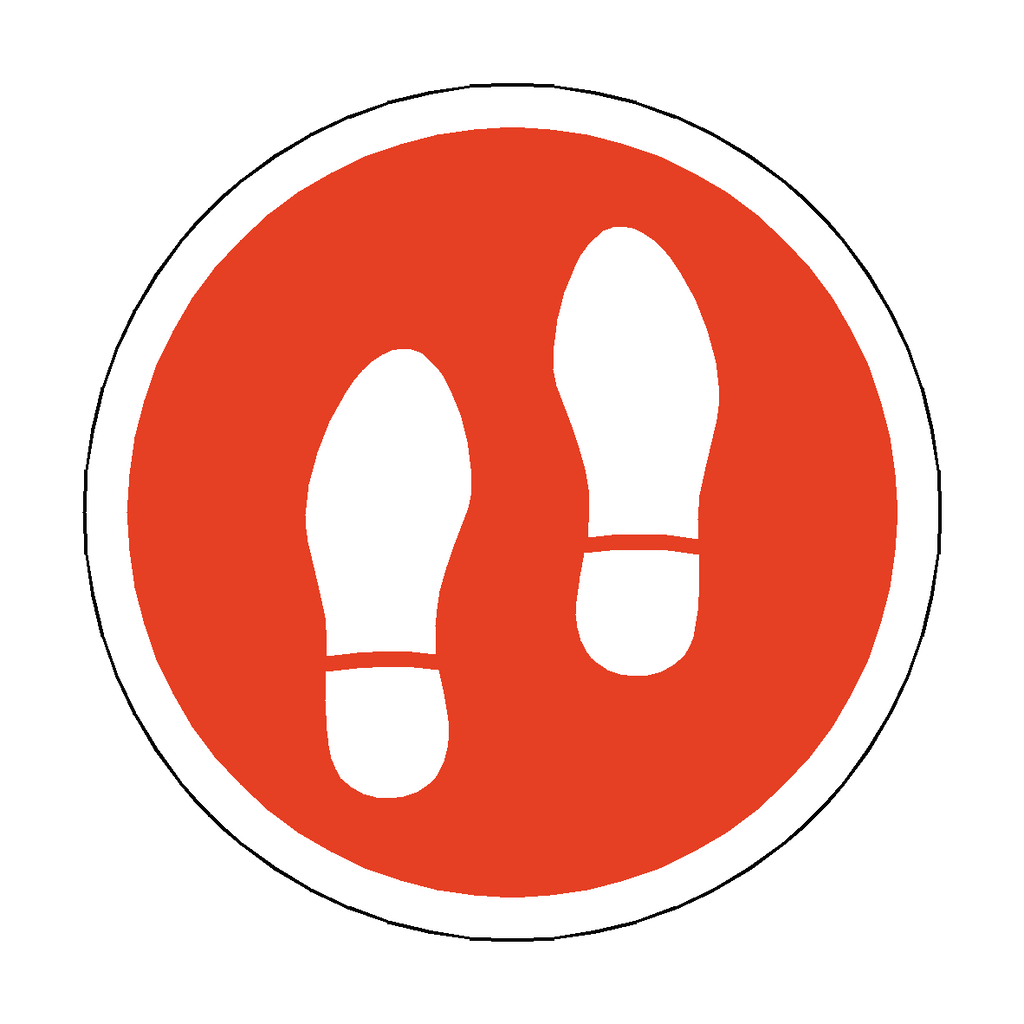 Social Distancing Footprint Floor Sticker - Red | Safety-Label.co.uk