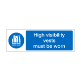 High Visibility Vests Must Be Worn Label | Safety-Label.co.uk